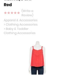 Junior size, extra large Cami top light red women’s size large embroidered